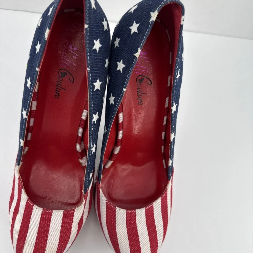 Liliana Red White & Blue American Flag Womens Shoes Size 8